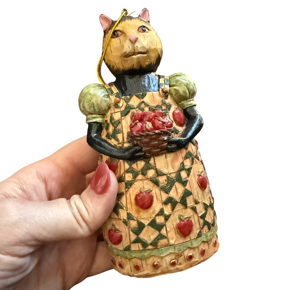 VTG Seymour‎ Mann Cat Ornament Carved Country Holiday Christmas Primitive